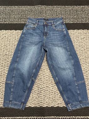 Ruti Barrel Leg Jeans Women’s 6P Cropped Dark Wash Designer Denim Premium